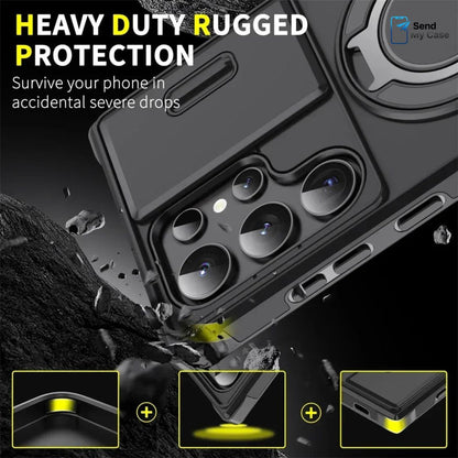 Galaxy S26 Ultra Magnetic Kickstand Armor Case With Slide Camera Cover