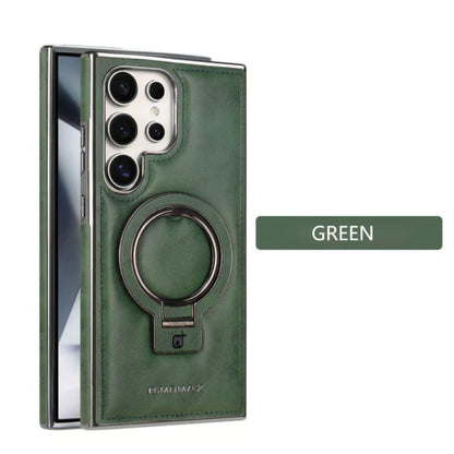Galaxy S24 Ultra MagSafe Ring Stand Leather Case