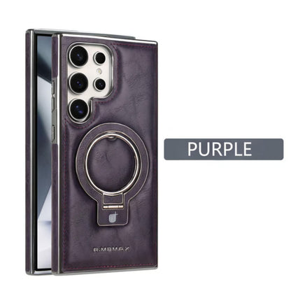 Galaxy S24 Ultra MagSafe Ring Stand Leather Case