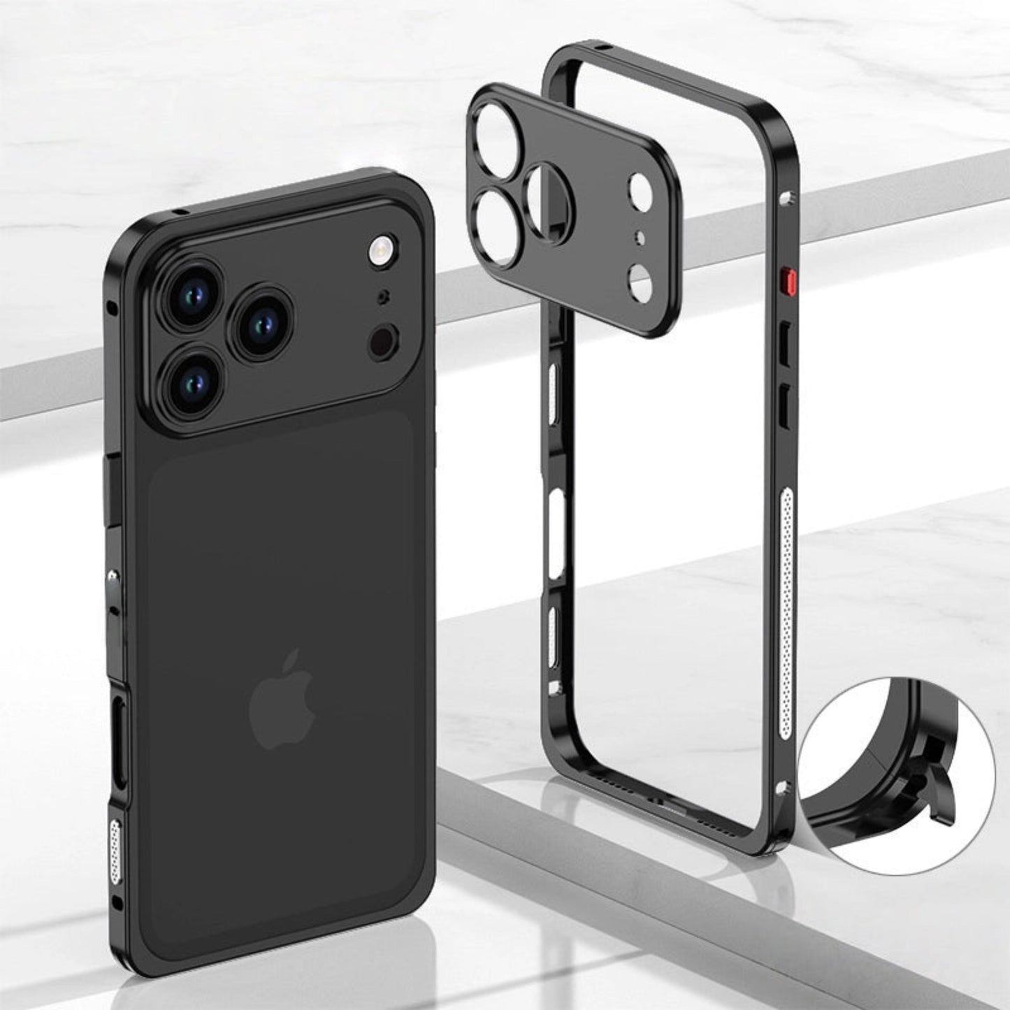 iPhone 17 Pro Max Aluminum Alloy Cooling Frame Case With Metal Lens Cover