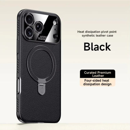 iPhone 17 Pro Max Heat-Dissipation MagSafe Ring Stand Leather Case