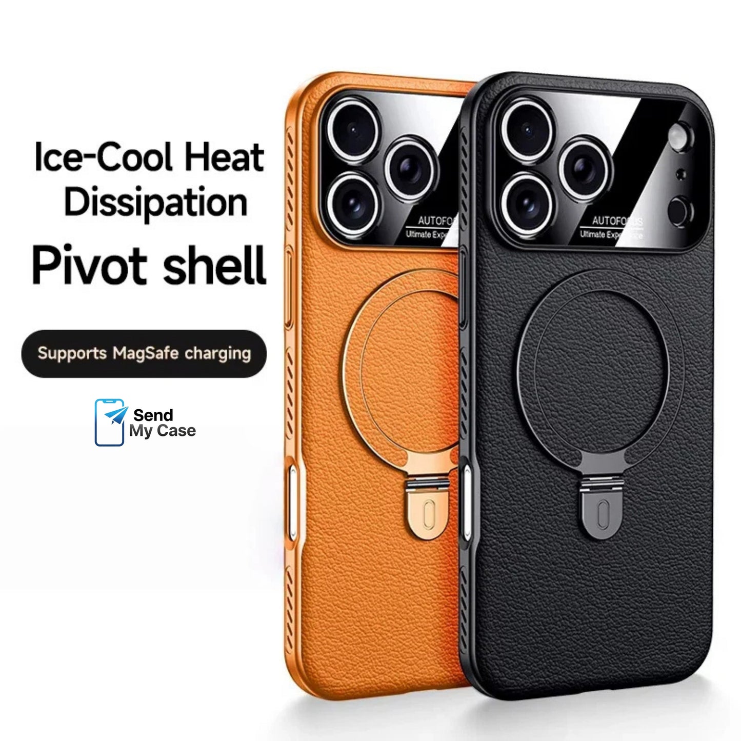 iPhone 17 Pro Max Heat-Dissipation MagSafe Ring Stand Leather Case