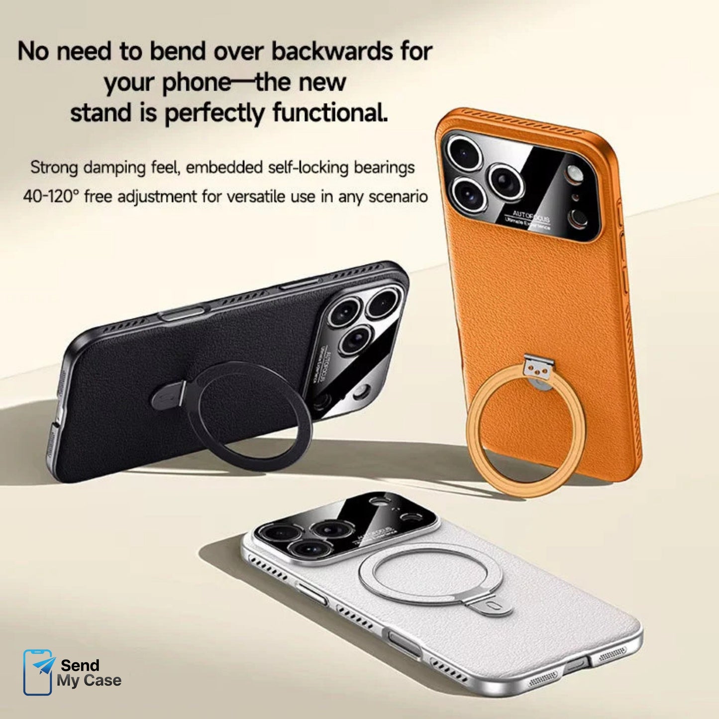 iPhone 17 Pro Max Heat-Dissipation MagSafe Ring Stand Leather Case