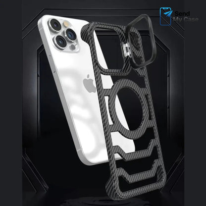 iPhone 17 Pro Max MagSafe Carbon Texture Frameless Case With Lens Holder