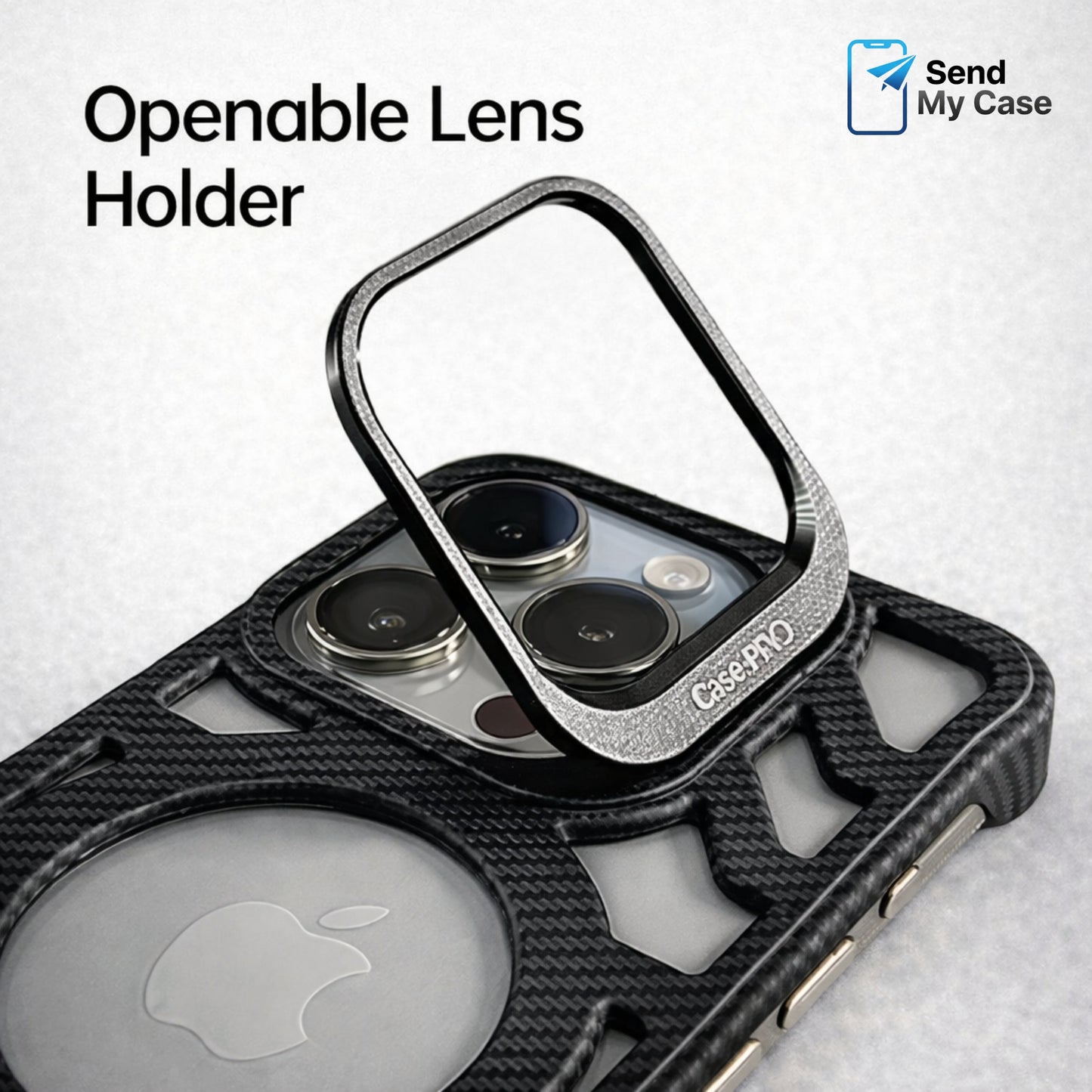 iPhone 17 Pro Max MagSafe Carbon Texture Frameless Case With Lens Holder