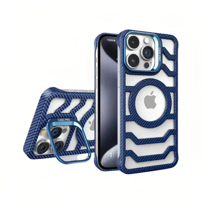 iPhone 17 Pro Max MagSafe Carbon Texture Frameless Case With Lens Holder