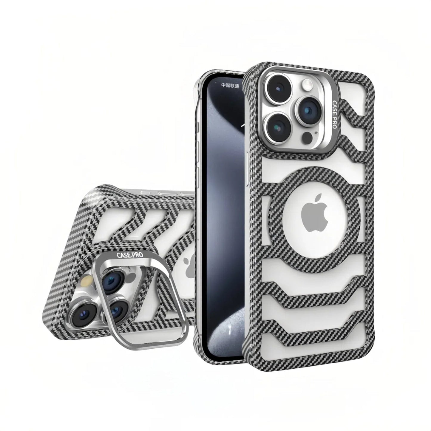 iPhone 17 Pro Max MagSafe Carbon Texture Frameless Case With Lens Holder