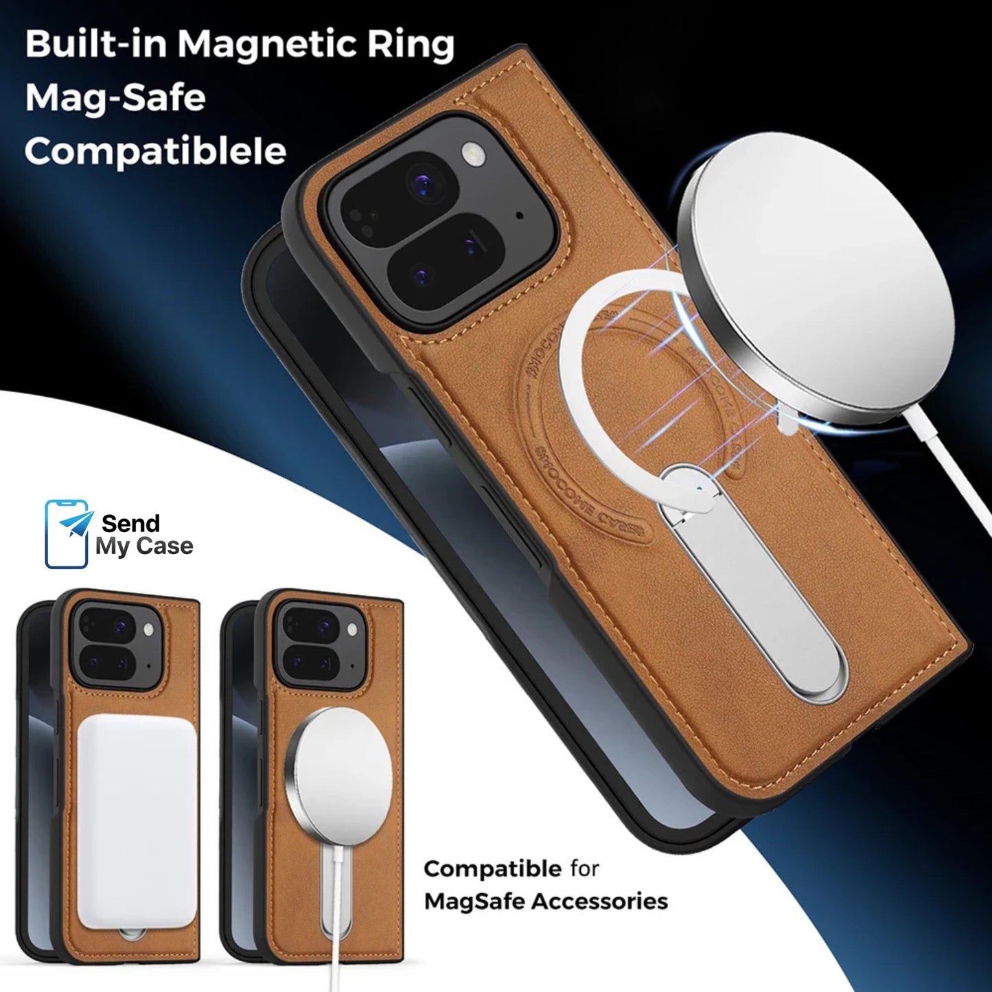 Magnetic Leather Stand Case for Google Pixel 10 Pro Fold