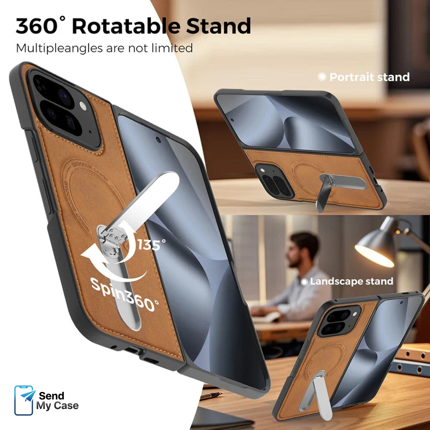 Magnetic Leather Stand Case for Google Pixel 10 Pro Fold