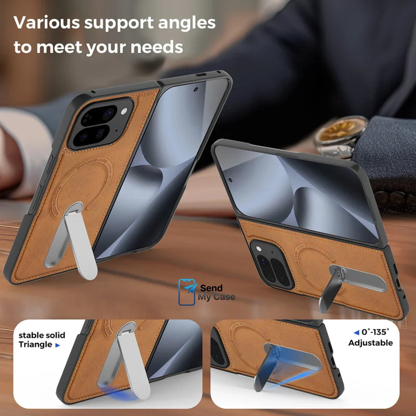 Magnetic Leather Stand Case for Google Pixel 10 Pro Fold