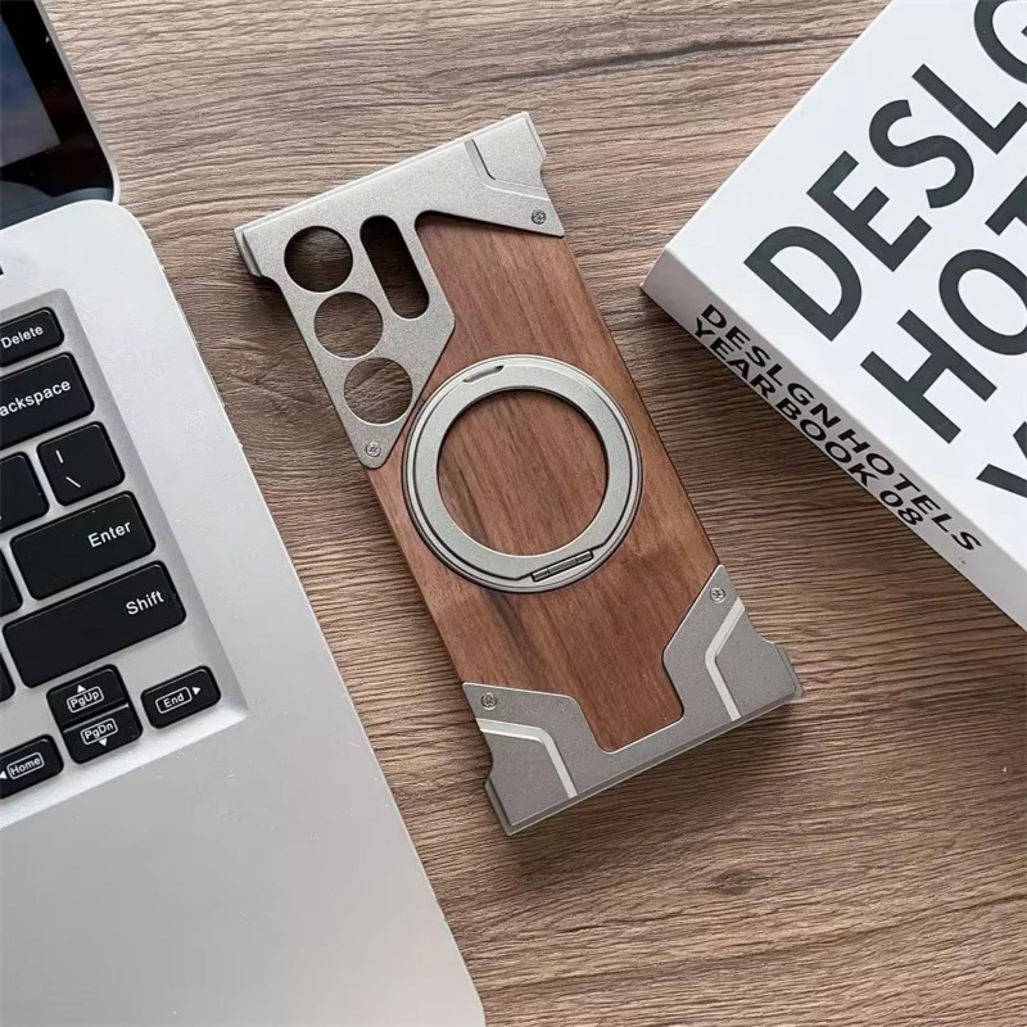Samsung Galaxy S26 Ultra Walnut Wood MagSafe Ring Stand Case