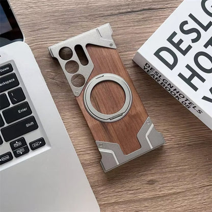 Samsung Galaxy S26 Ultra Walnut Wood MagSafe Ring Stand Case