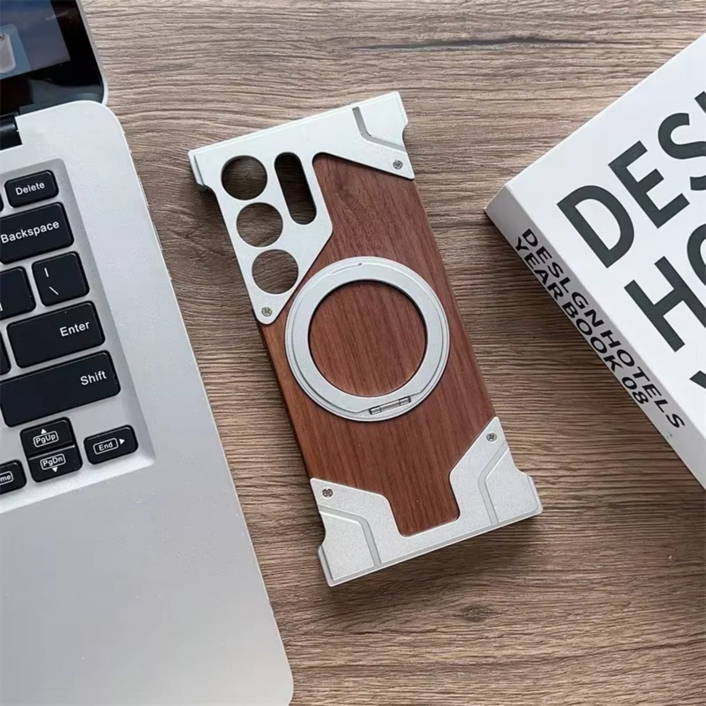 Samsung Galaxy S26 Ultra Walnut Wood MagSafe Ring Stand Case
