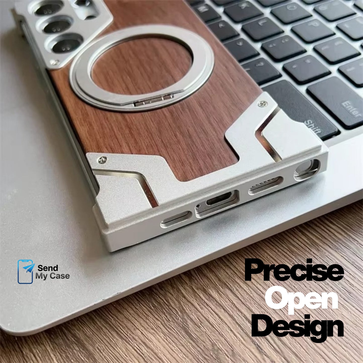 Samsung Galaxy S26 Ultra Walnut Wood MagSafe Ring Stand Case