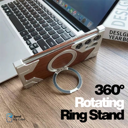 Samsung Galaxy S26 Ultra Walnut Wood MagSafe Ring Stand Case
