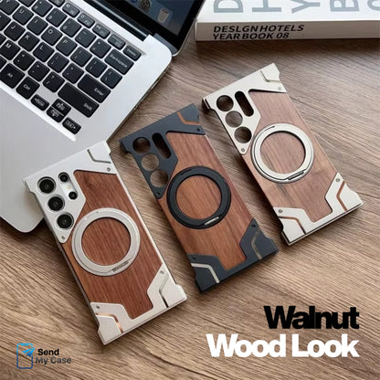 Samsung Galaxy S26 Ultra Walnut Wood MagSafe Ring Stand Case