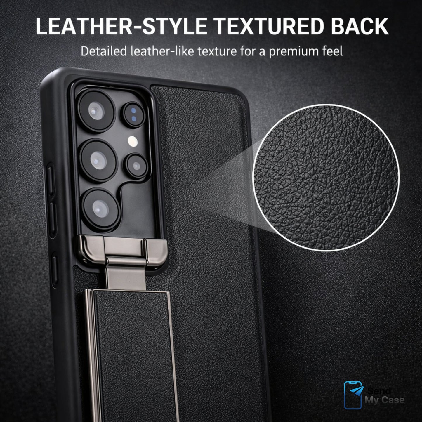 Galaxy S26 Ultra Leather Kickstand Case With Camera Stand