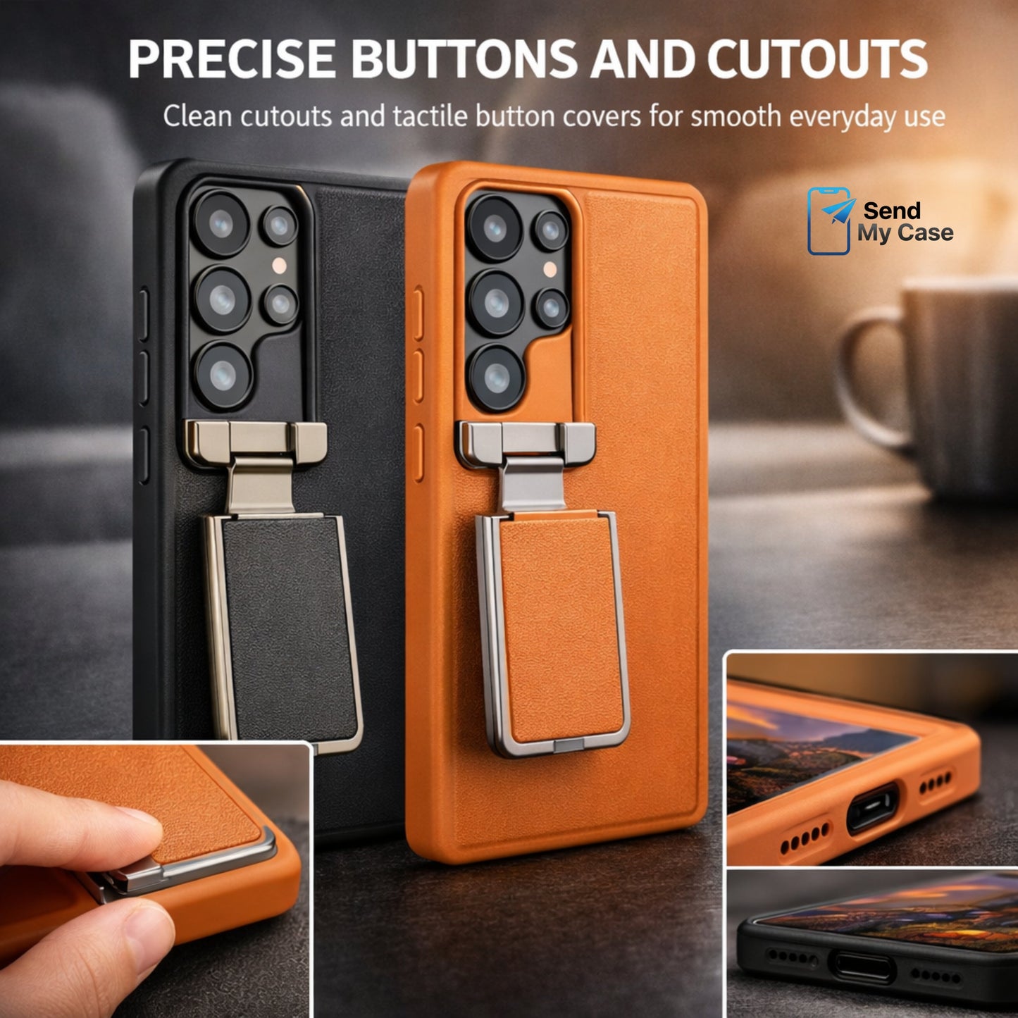 Galaxy S26 Ultra Leather Kickstand Case With Camera Stand