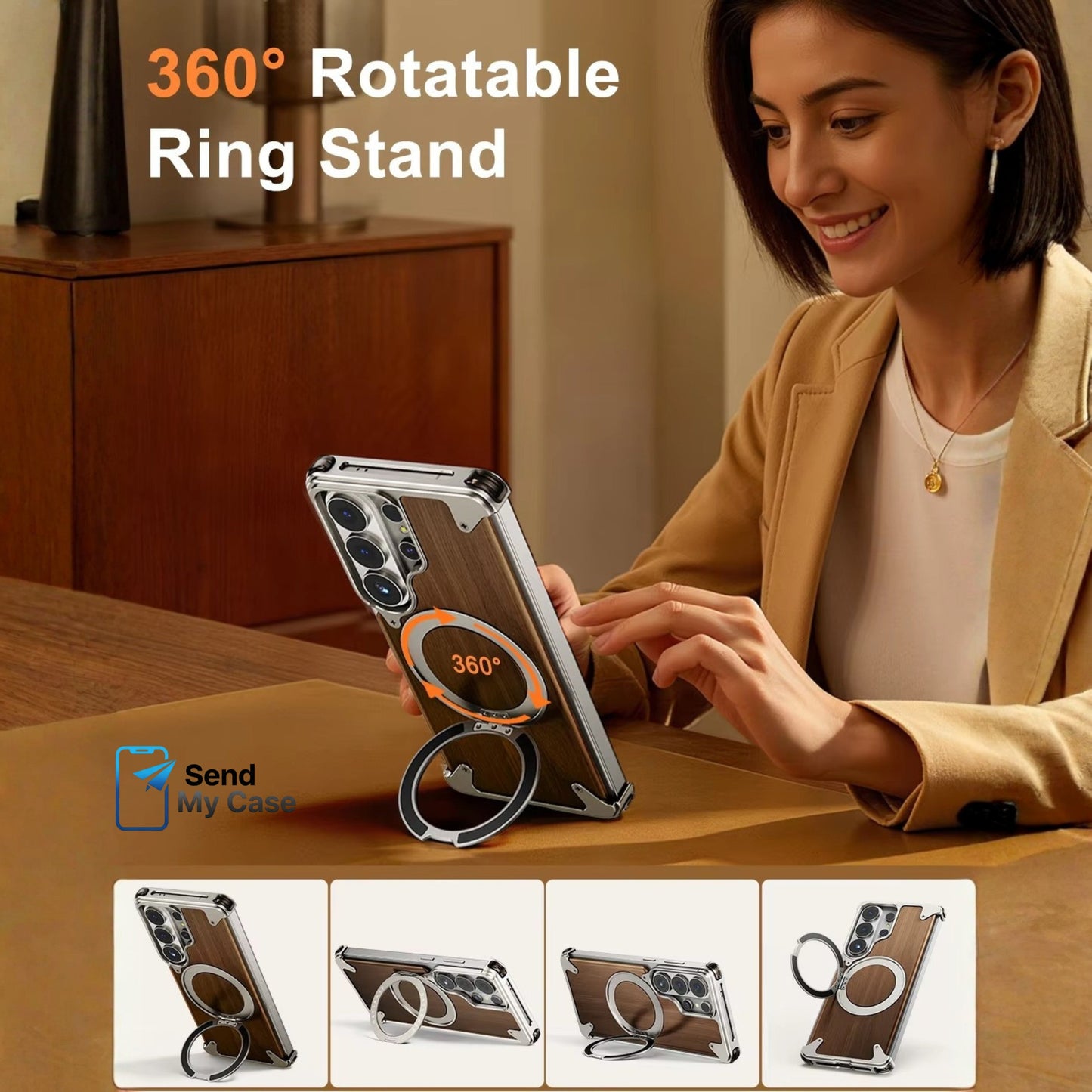 Galaxy S26 Ultra Wood MagSafe Ring Stand Case
