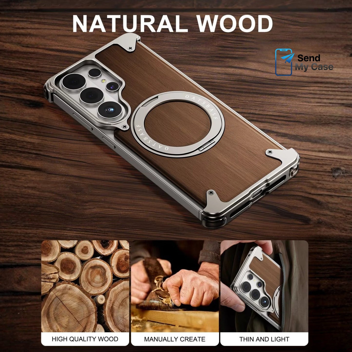 Galaxy S26 Ultra Wood MagSafe Ring Stand Case