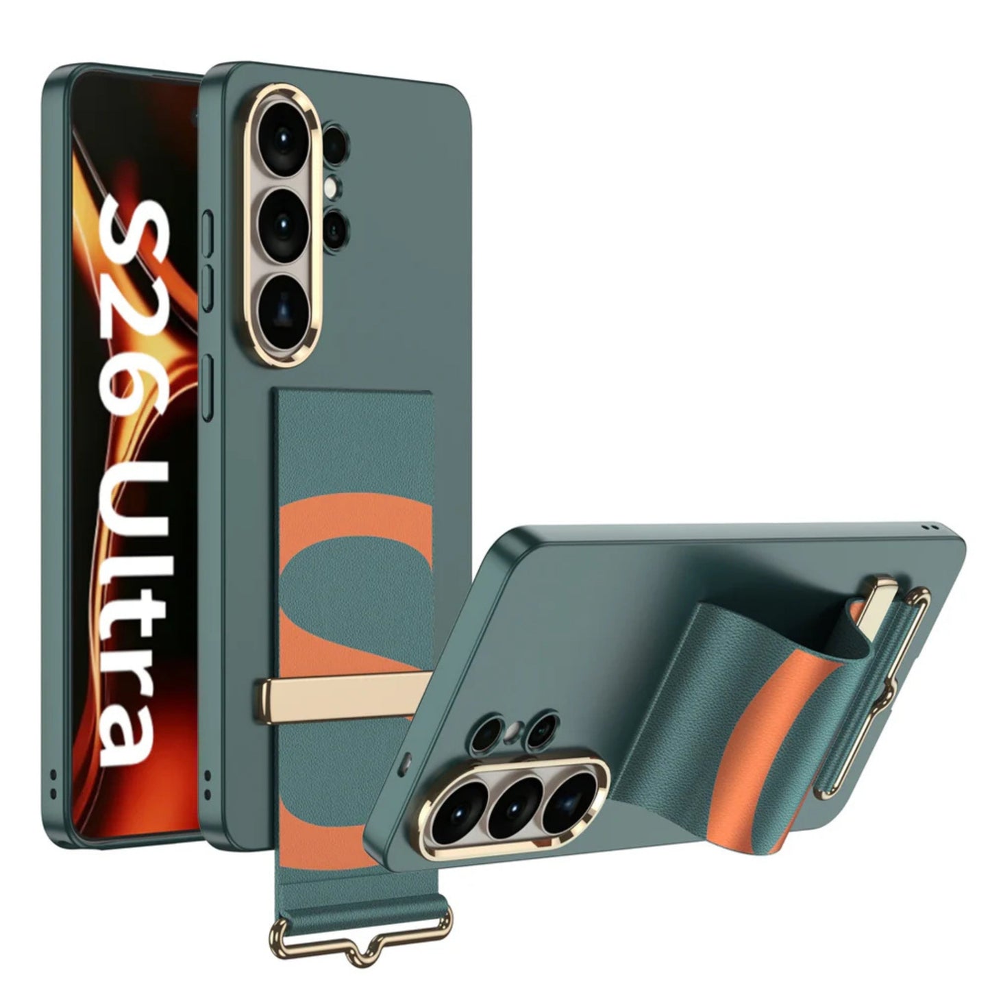 Galaxy S26 Ultra Wristband Case With Gold Camera Frame
