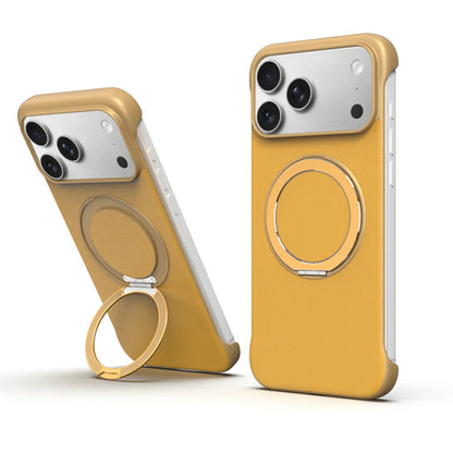 Zero-Edge Leather MagSafe Stand Case for iPhone 17 Pro Max