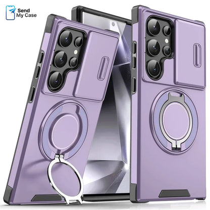 Galaxy S26 Ultra Magnetic Kickstand Armor Case With Slide Camera Cover