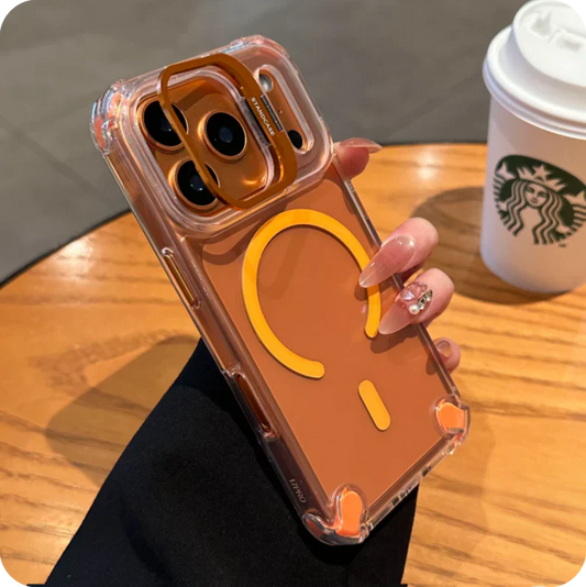 iPhone 17 Pro Max / Pro / Air Magnetic Clear Case – Shockproof Airbags & Hidden Lens Stand - FonKayz