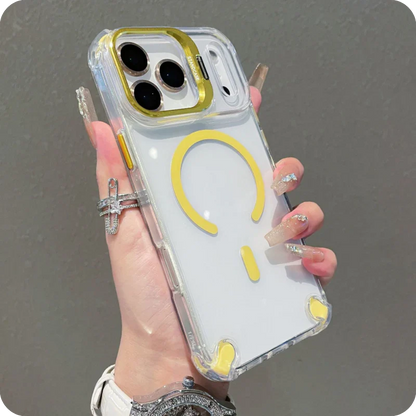 iPhone 17 Pro Max / Pro / Air Magnetic Clear Case – Shockproof Airbags & Hidden Lens Stand - FonKayz