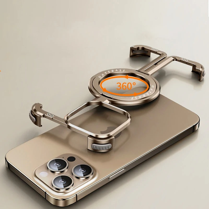 iPhone Frameless Alloy Case – Slim Frame with Wireless Charging & Ring Stand - FonKayz