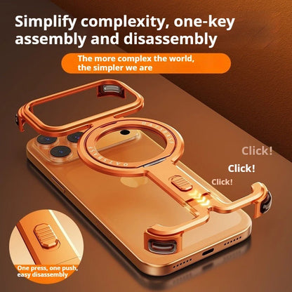 iPhone Frameless Alloy Case – Slim Frame with Wireless Charging & Ring Stand - FonKayz