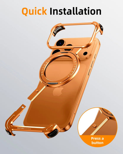 iPhone Frameless Alloy Case – Slim Z-Frame with Ring Stand - FonKayz