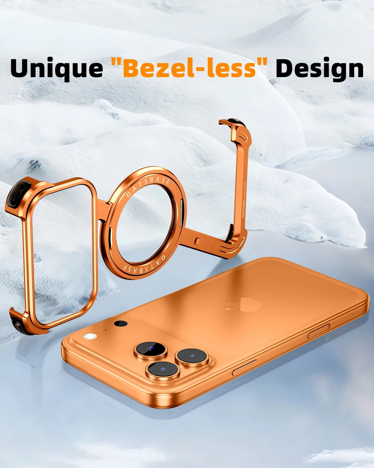 iPhone Frameless Alloy Case – Slim Z-Frame with Ring Stand - FonKayz