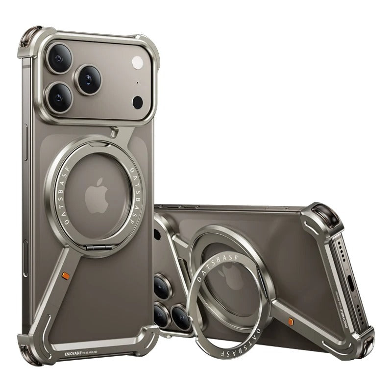 iPhone Frameless Alloy Case – Slim Z-Frame with Ring Stand - FonKayz