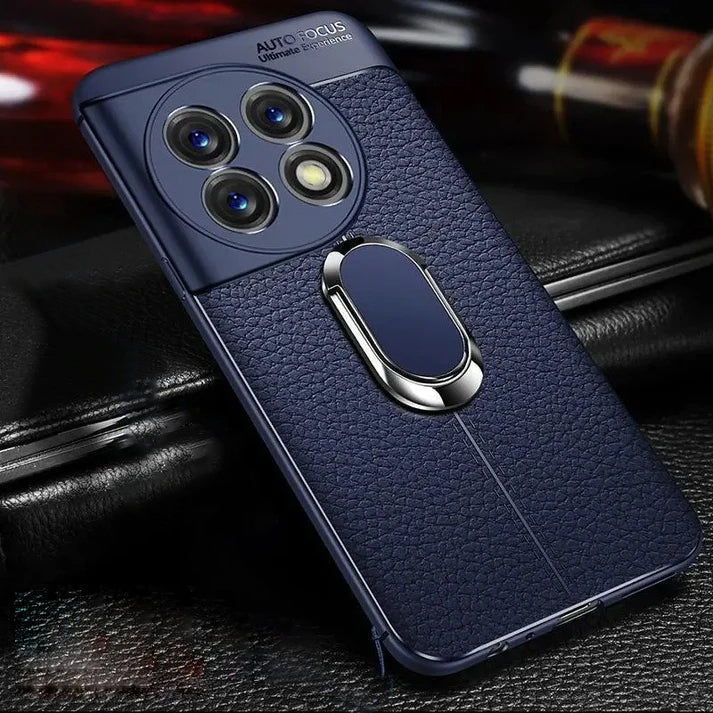 Sleek Urban Leather Ring Holder Case for OnePlus Series - Stylish & Functional Protection