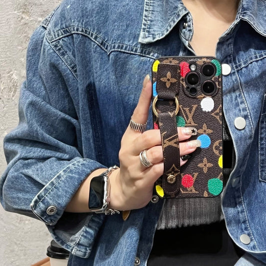 Artistic LV Polka Dot Leather iPhone Case Inspired by Yayoi Kusama