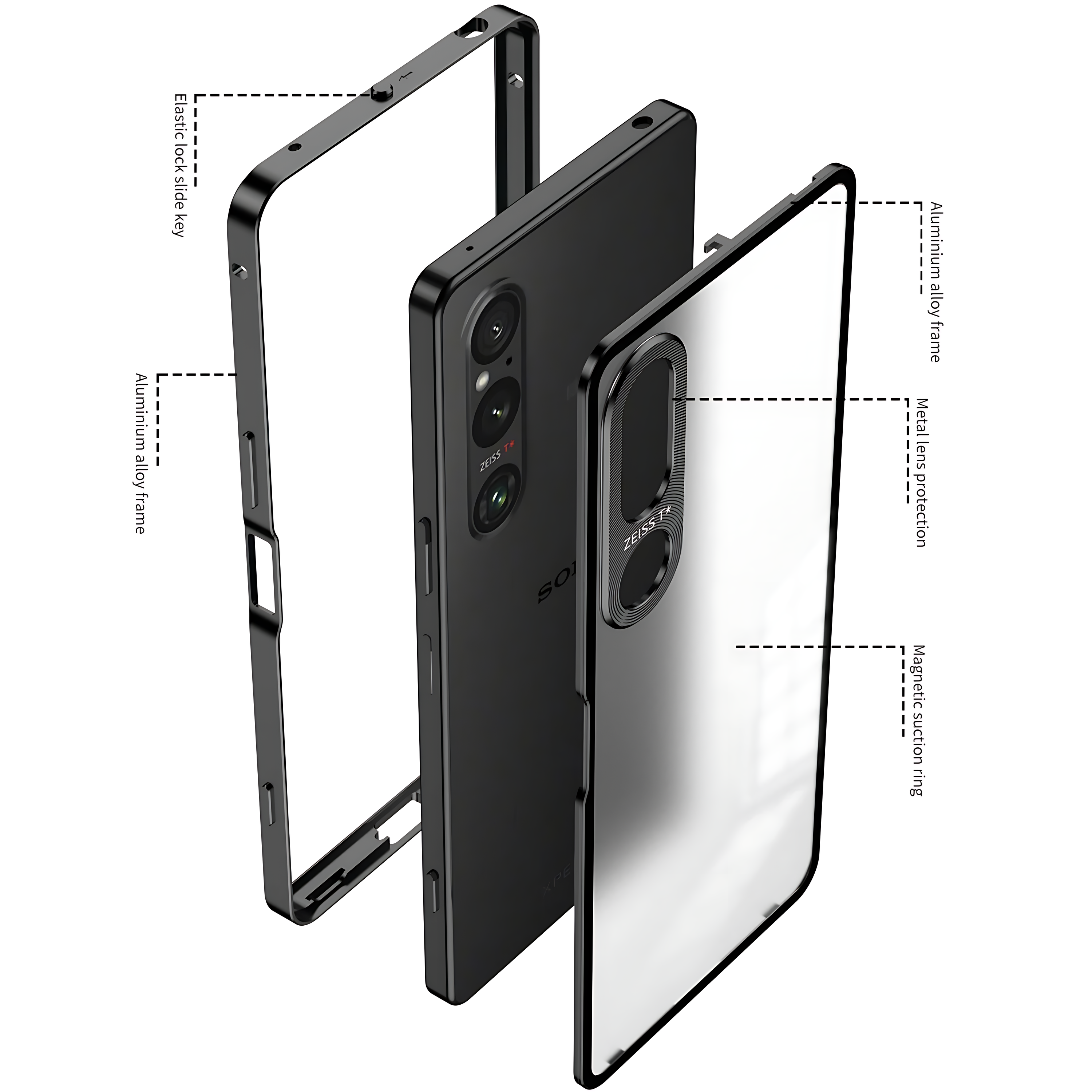 Magnetic Aluminum Case with Camera Protection For Sony Xperia