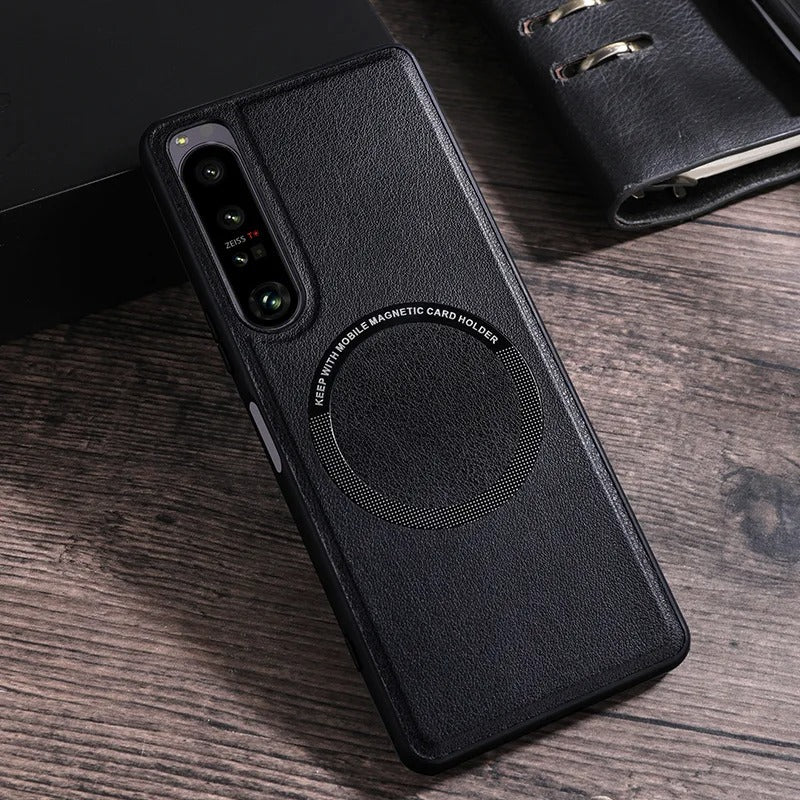 Premium Leather Magsafe Magnetic Wireless Charging Case For Sony Xperia