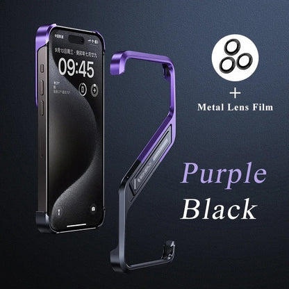 Luxury Aluminum  Metal S Shape Hidden Bracket Frameless Case For iPhone - FonKayz