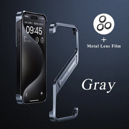 Luxury Aluminum  Metal S Shape Hidden Bracket Frameless Case For iPhone - FonKayz