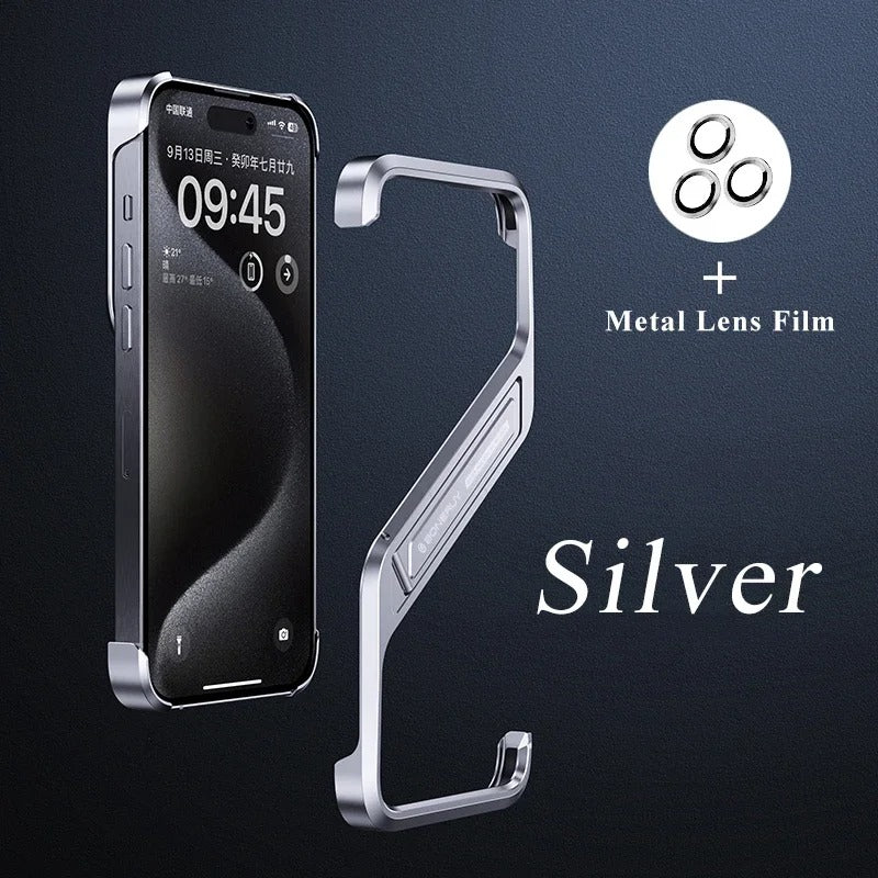 Luxury Aluminum  Metal S Shape Hidden Bracket Frameless Case For iPhone