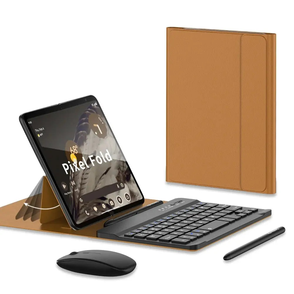 Luxury Bluetooth Wireless Keyboard Stand Case for Google Pixel Fold